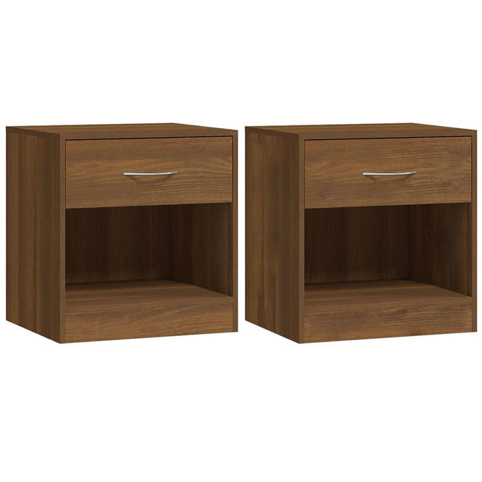 Bedside Cabinets 2 pcs with Drawer Brown Oak