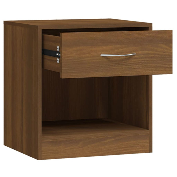 Bedside Cabinets 2 pcs with Drawer Brown Oak