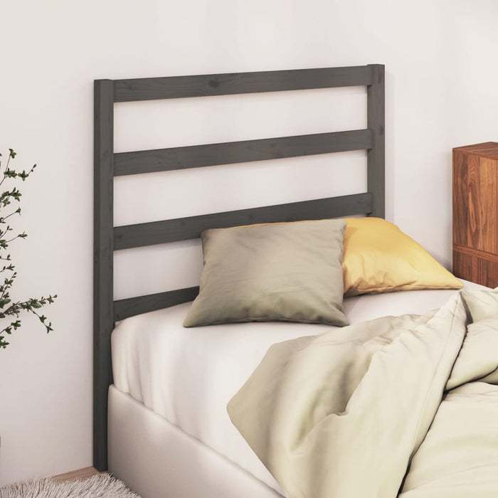 Bed Headboard Grey 81x4x100 cm Solid Wood Pine