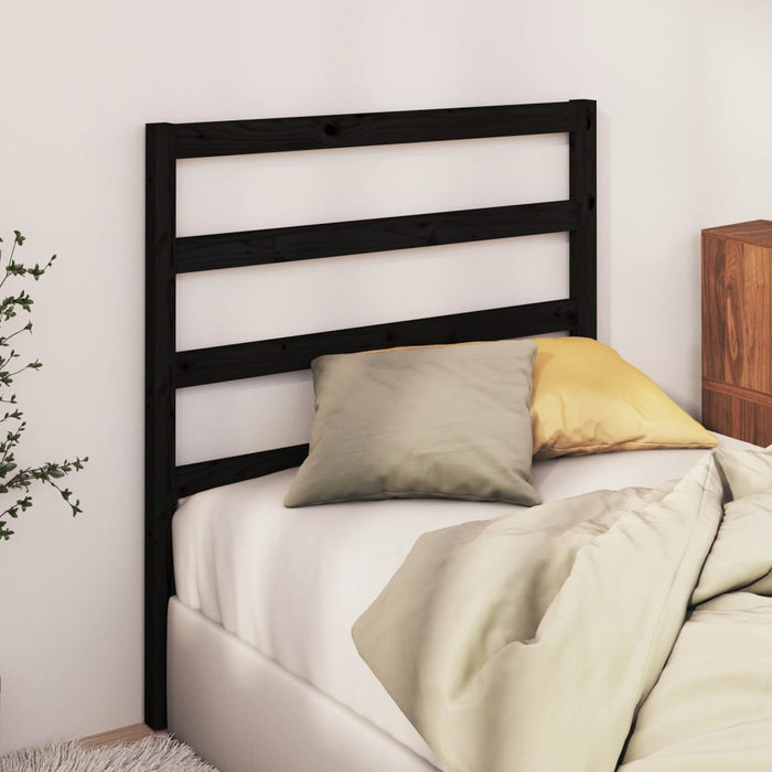 Bed Headboard Black 81x4x100 cm Solid Wood Pine