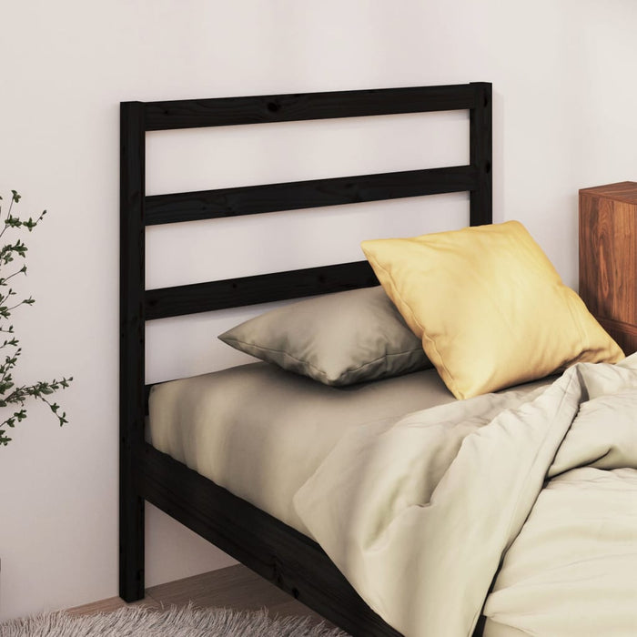 Bed Headboard Black 81x4x100 cm Solid Wood Pine