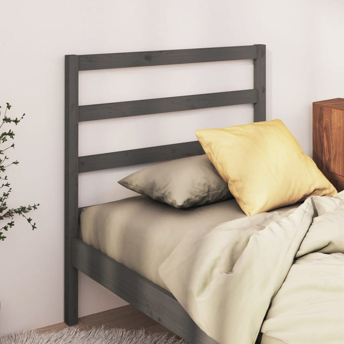 Bed Headboard Grey 96x4x100 cm Solid Wood Pine