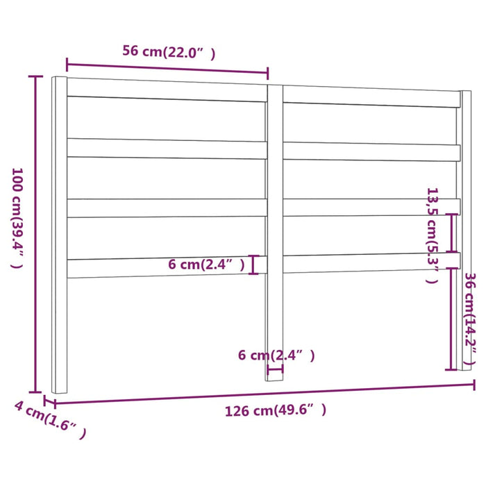 Bed Headboard White 126x4x100 cm Solid Wood Pine