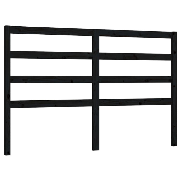 Bed Headboard Black 126x4x100 cm Solid Wood Pine