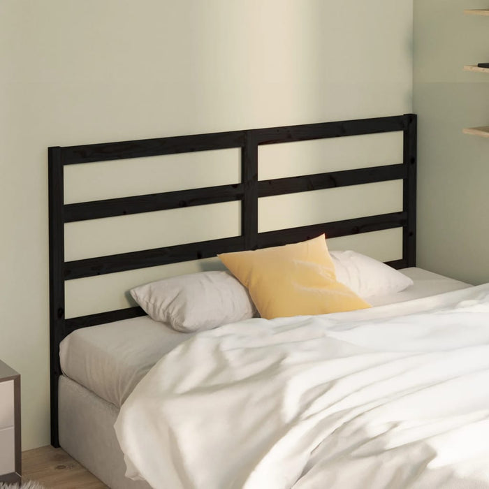 Bed Headboard Black 126x4x100 cm Solid Wood Pine