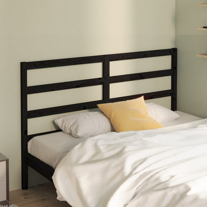 Bed Headboard Black 126x4x100 cm Solid Wood Pine