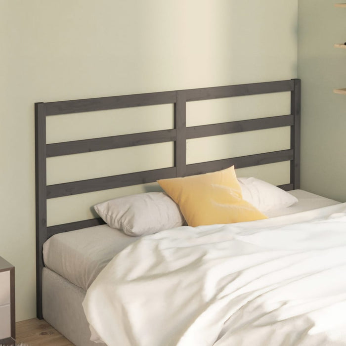 Bed Headboard Grey 156x4x100 cm Solid Wood Pine