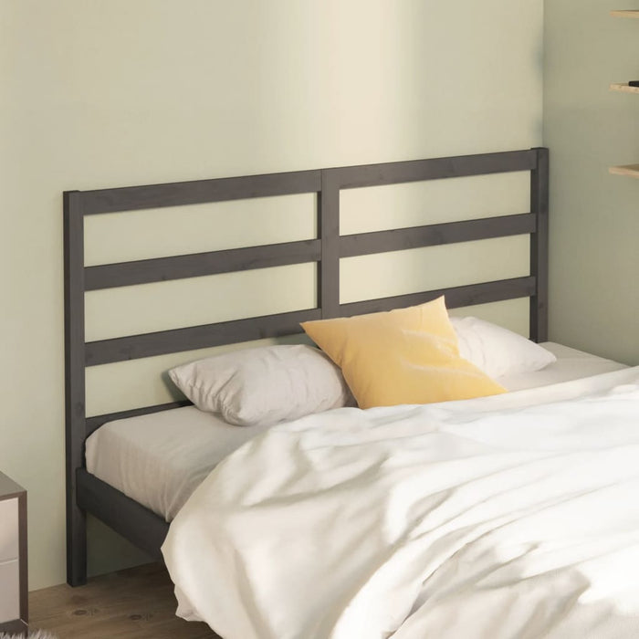 Bed Headboard Grey 156x4x100 cm Solid Wood Pine