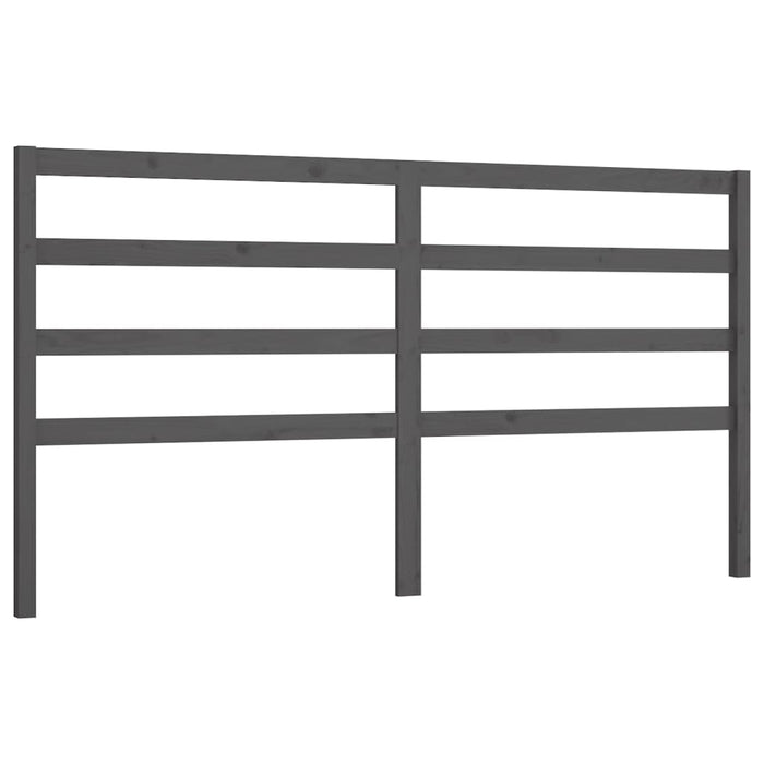 Bed Headboard Grey 186x4x100 cm Solid Wood Pine