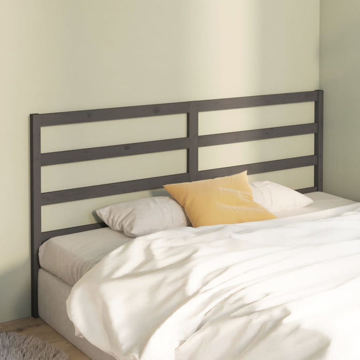 Bed Headboard Grey 186x4x100 cm Solid Wood Pine