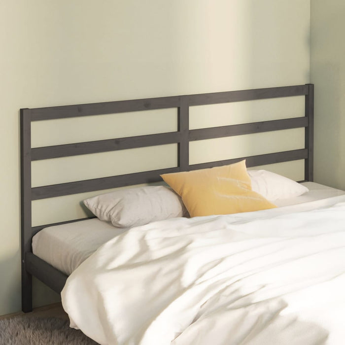 Bed Headboard Grey 186x4x100 cm Solid Wood Pine