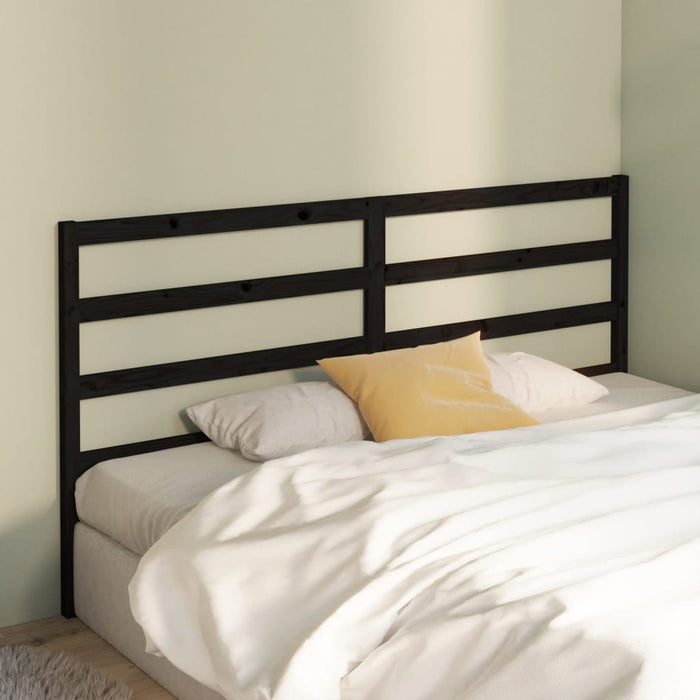 Bed Headboard Black 186x4x100 cm Solid Wood Pine