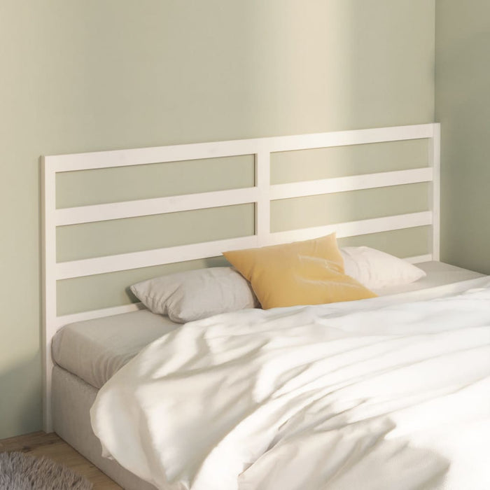 Bed Headboard White 206x4x100 cm Solid Wood Pine