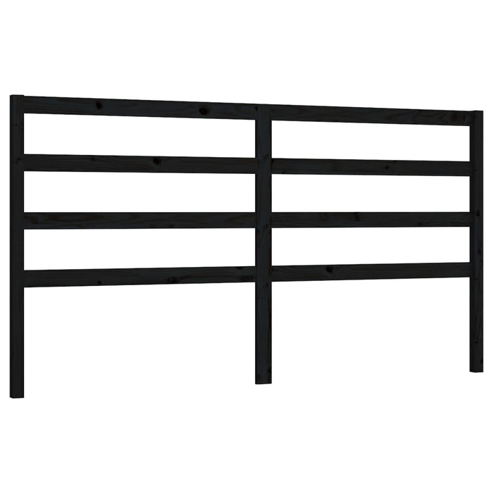 Bed Headboard Black 206x4x100 cm Solid Wood Pine