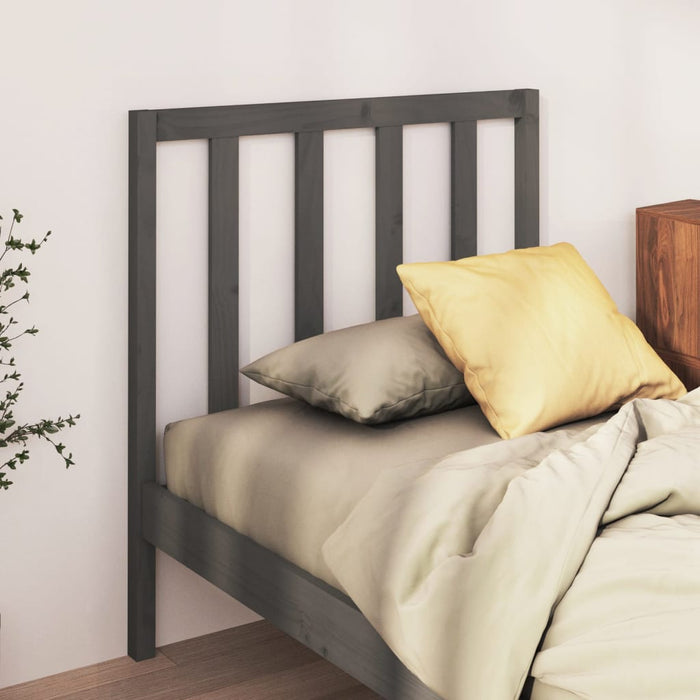 Bed Headboard Grey 81x4x100 cm Solid Wood Pine