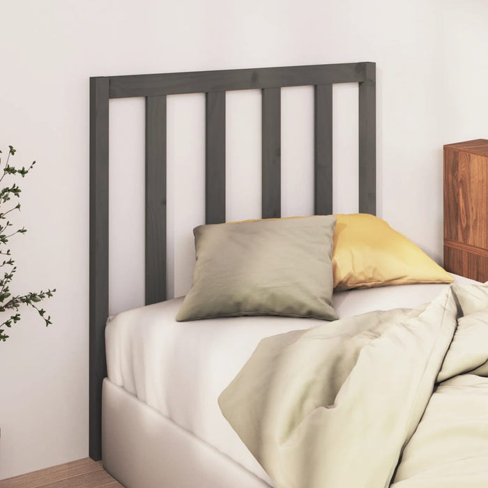 Bed Headboard Grey 81x4x100 cm Solid Wood Pine