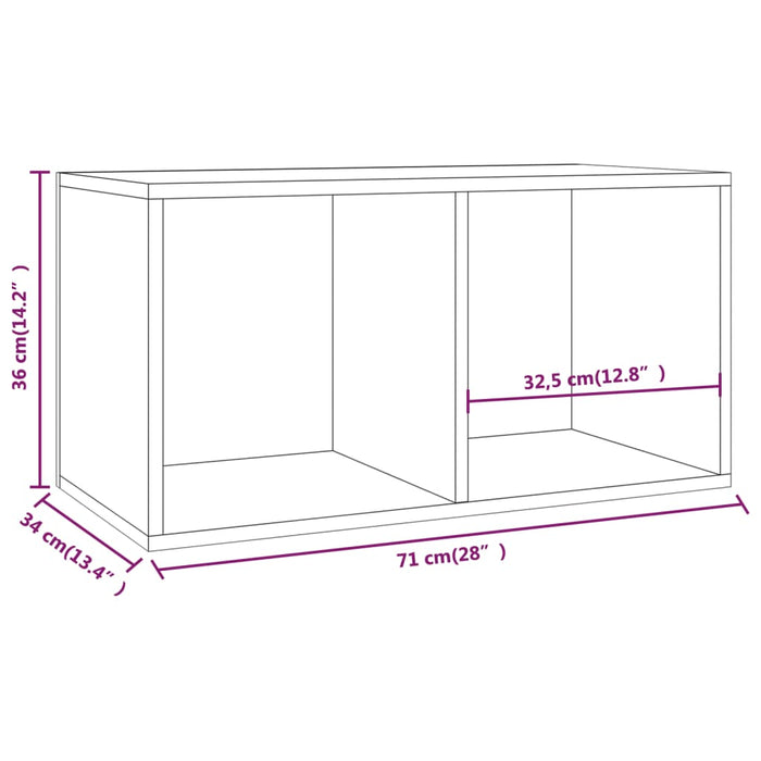 Vinyl Storage Box Smoked Oak 71x34x36 cm Engineered Wood