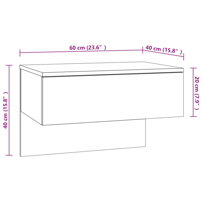 Wall-mounted Bedside Cabinets 2 pcs High Gloss White