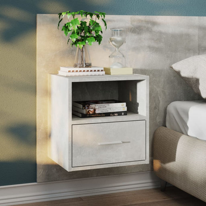 Wall-mounted Bedside Cabinet Concrete Grey