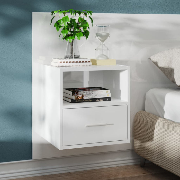 Wall-mounted Bedside Cabinet High Gloss White