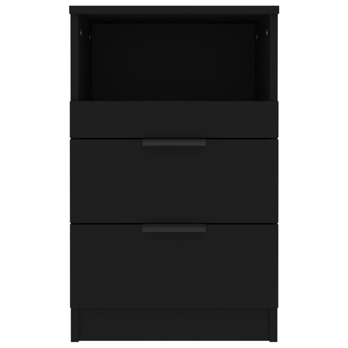 Bedside Cabinet Black Engineered Wood