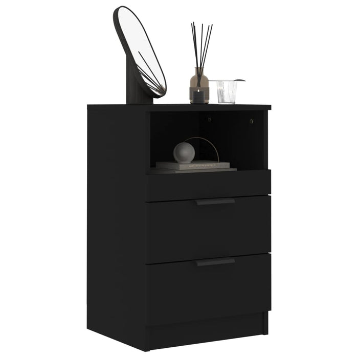 Bedside Cabinet Black Engineered Wood