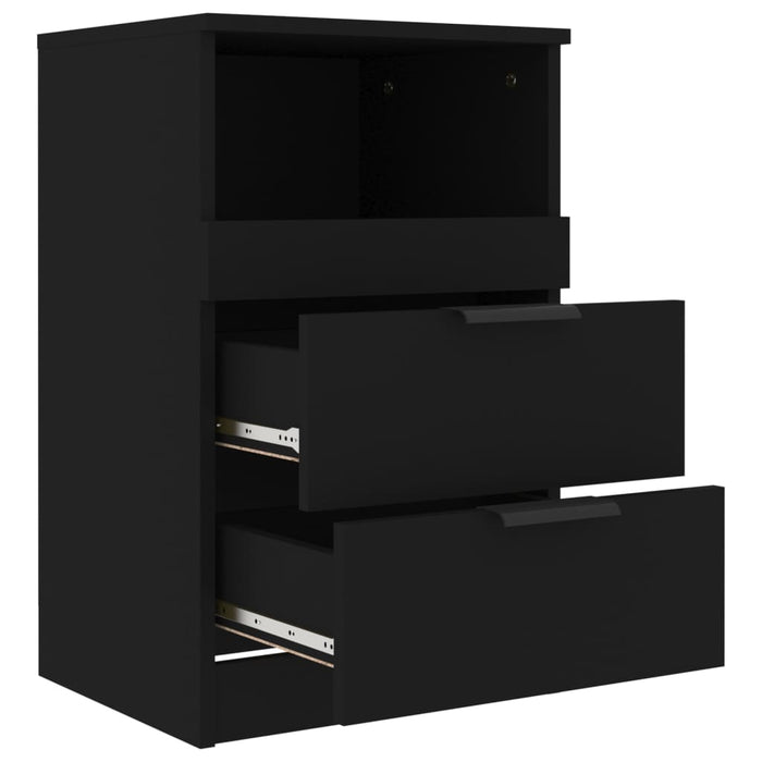 Bedside Cabinets 2 pcs Black Engineered Wood