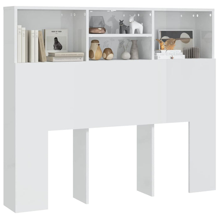 Headboard Cabinet High Gloss White 120x19x103.5 cm