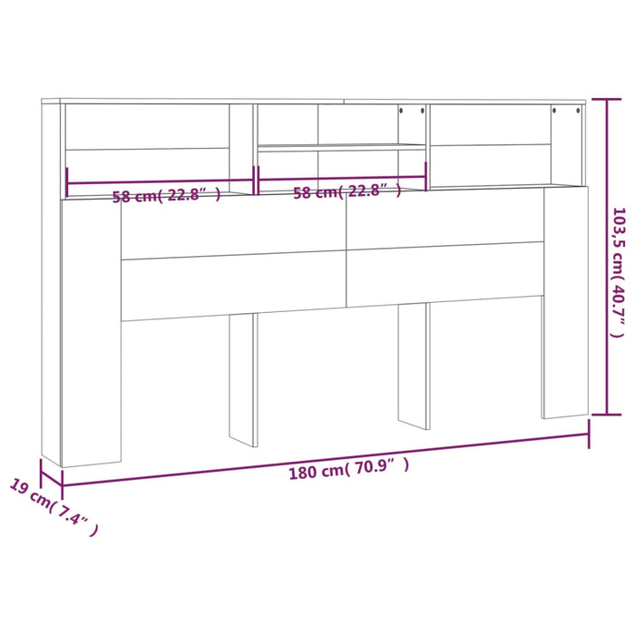 Изголовье шкафа Sonoma Oak 180x19x103.5 см