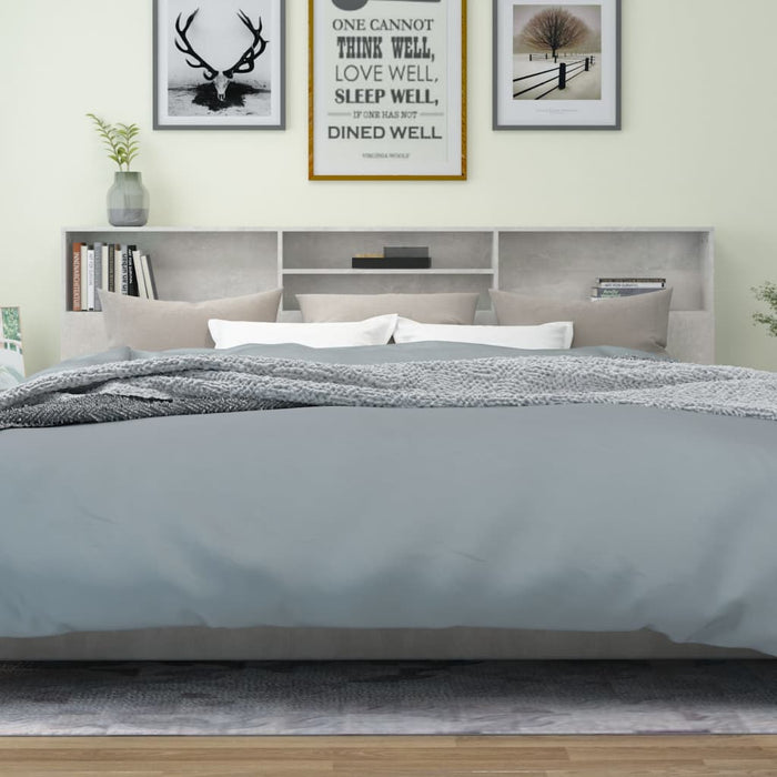 Headboard Cabinet Concrete Grey 220x19x103.5 cm