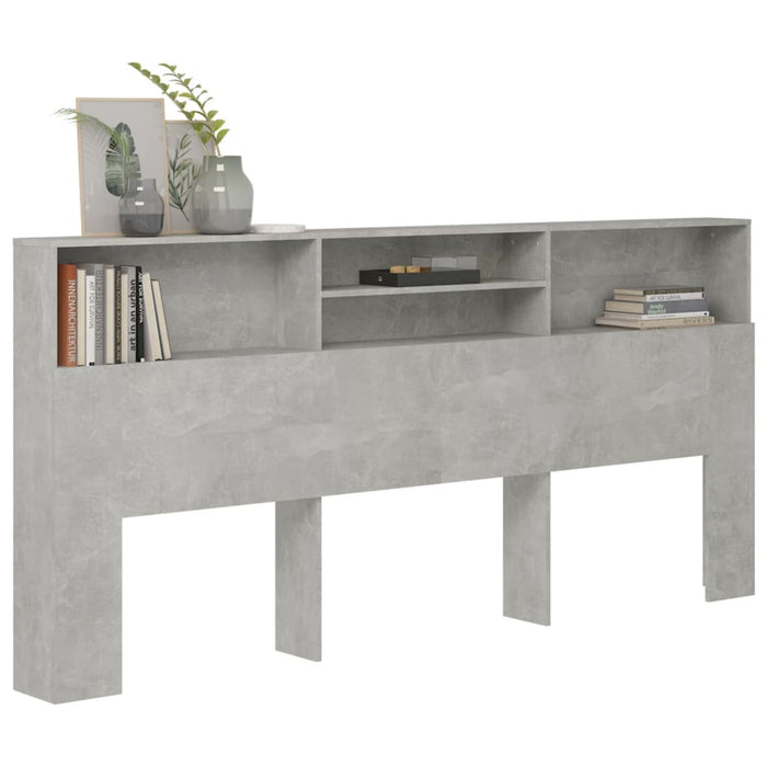 Headboard Cabinet Concrete Grey 220x19x103.5 cm