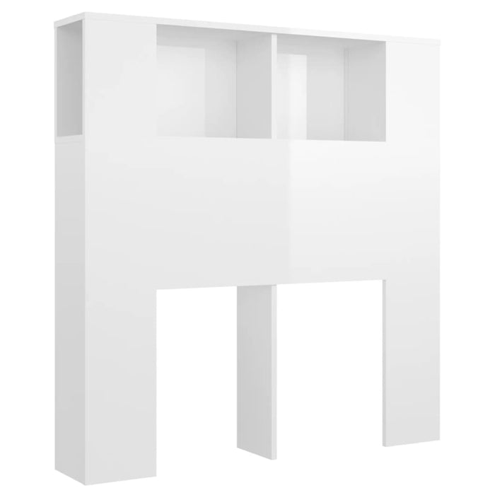 Headboard Cabinet High Gloss White 100x18.5x104.5 cm