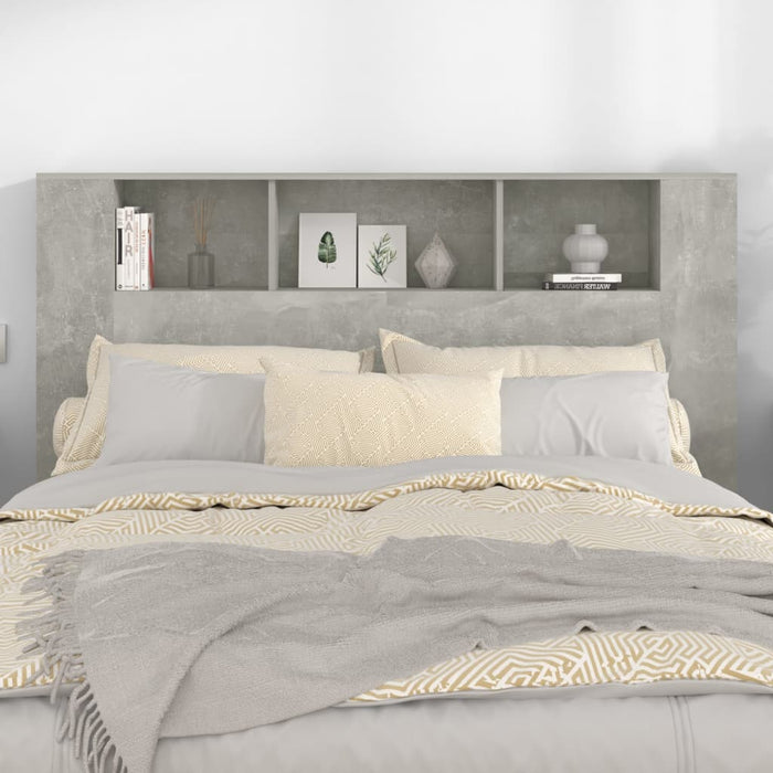 Headboard Cabinet Concrete Grey 160x18.5x104.5 cm