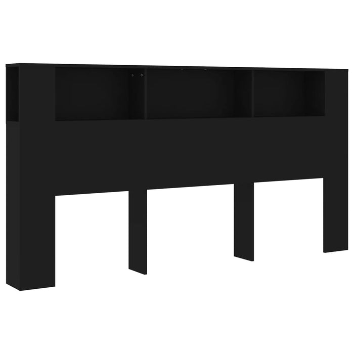 Headboard Cabinet Black 200x18.5x104.5 cm