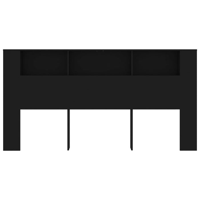 Headboard Cabinet Black 200x18.5x104.5 cm