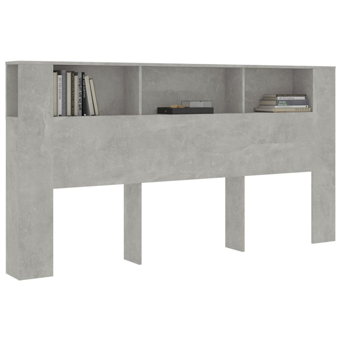 Headboard Cabinet Concrete Grey 200x18.5x104.5 cm