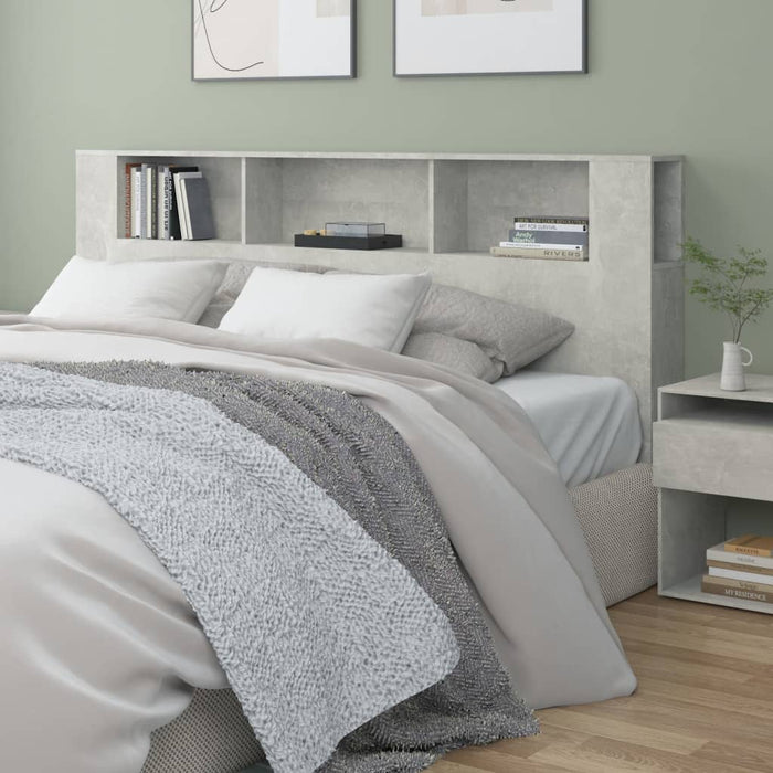 Headboard Cabinet Concrete Grey 200x18.5x104.5 cm