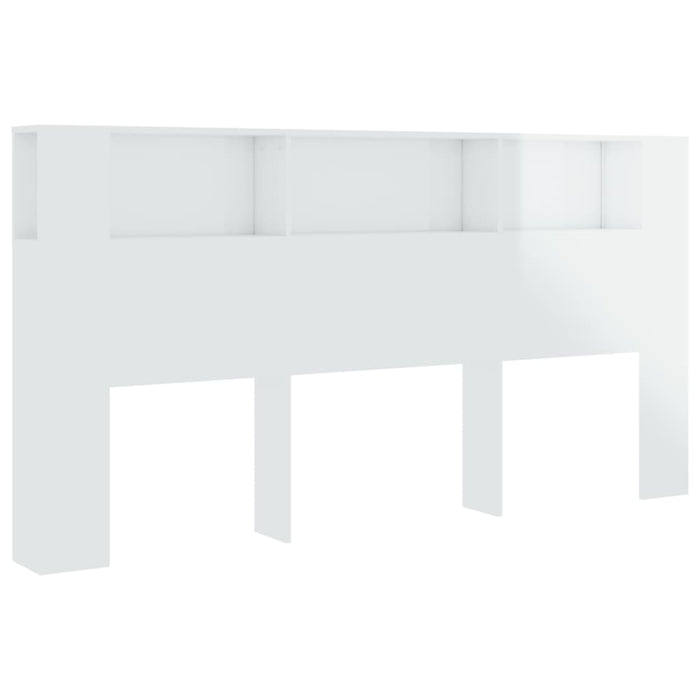 Headboard Cabinet High Gloss White 200x18.5x104.5 cm