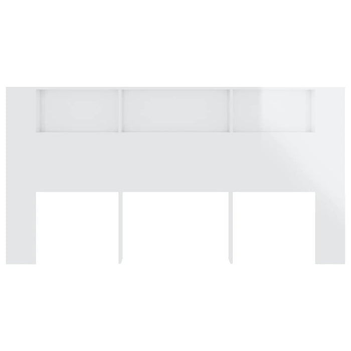 Headboard Cabinet High Gloss White 200x18.5x104.5 cm