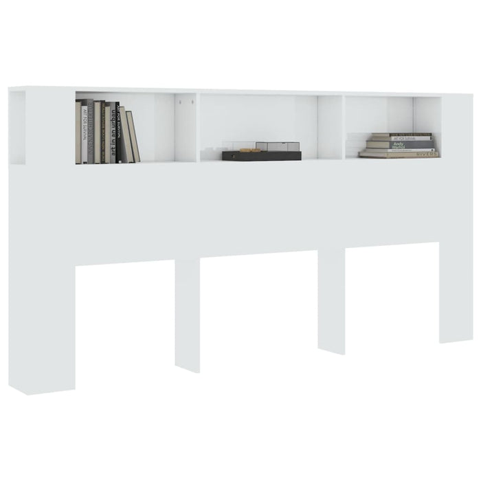 Headboard Cabinet High Gloss White 200x18.5x104.5 cm