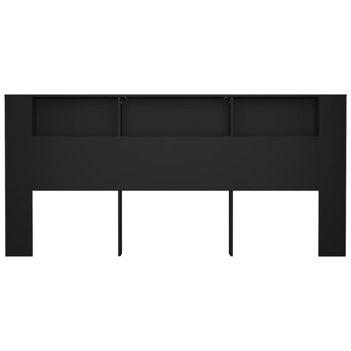 Headboard Cabinet Black 220x18.5x104.5 cm