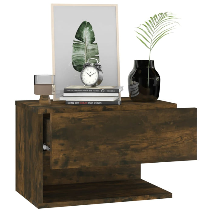 Wall-mounted Bedside Cabinet Smoked Oak