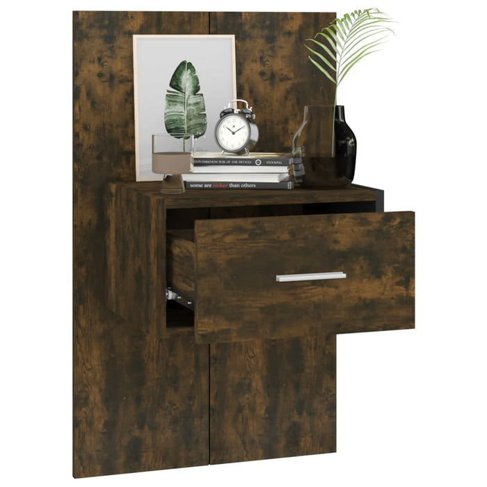 Wall-mounted Bedside Cabinet Smoked Oak