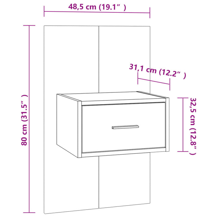 Wall-mounted Bedside Cabinet Smoked Oak