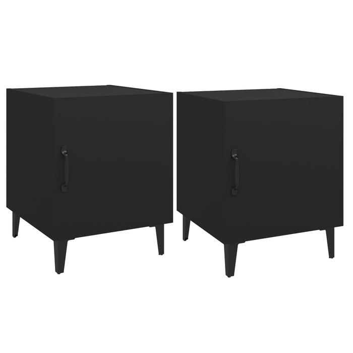 Bedside Cabinets 2 pcs Black Engineered Wood