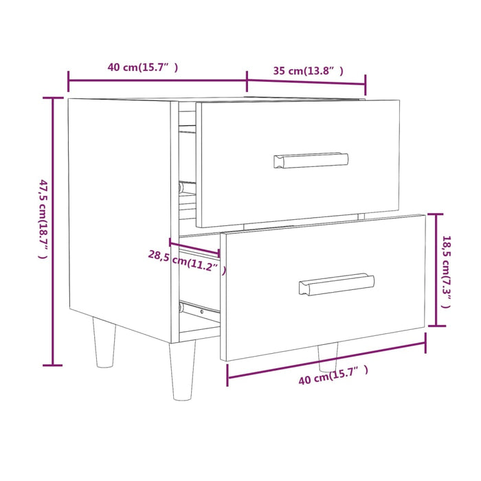 Dulap Pat 2 buc Stejar Afumat 40x35x47,5 cm