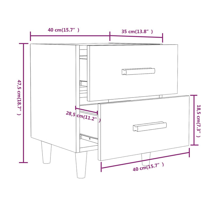 Dulap Pat 2 buc Stejar Maro 40x35x47,5 cm