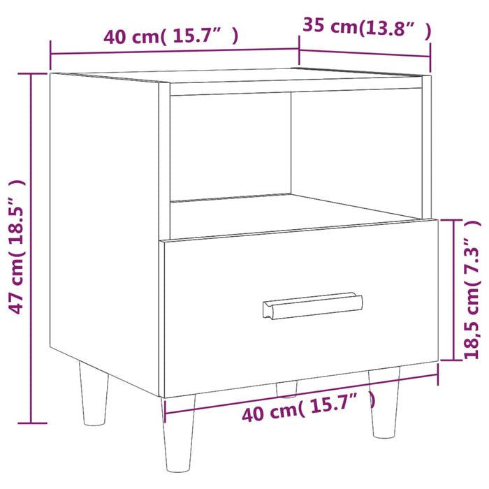 Bedside Cabinet Smoked Oak 40x35x47 cm