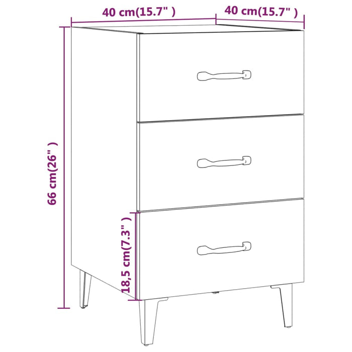 Noptiera Stejar Afumat 40x40x66 cm Lemn Cosinat