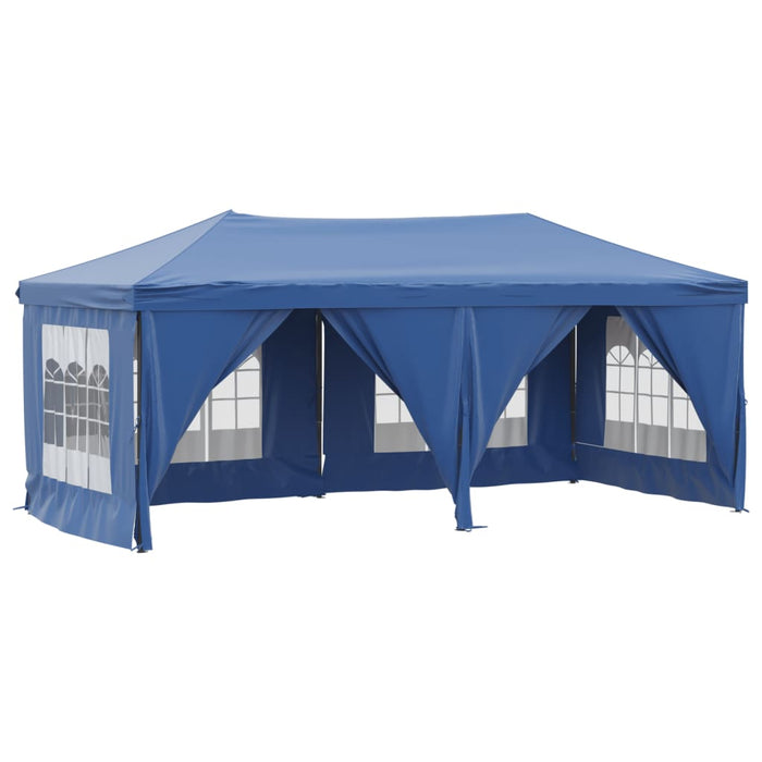 Folding Party Tent with Sidewalls Blue 3x6 m